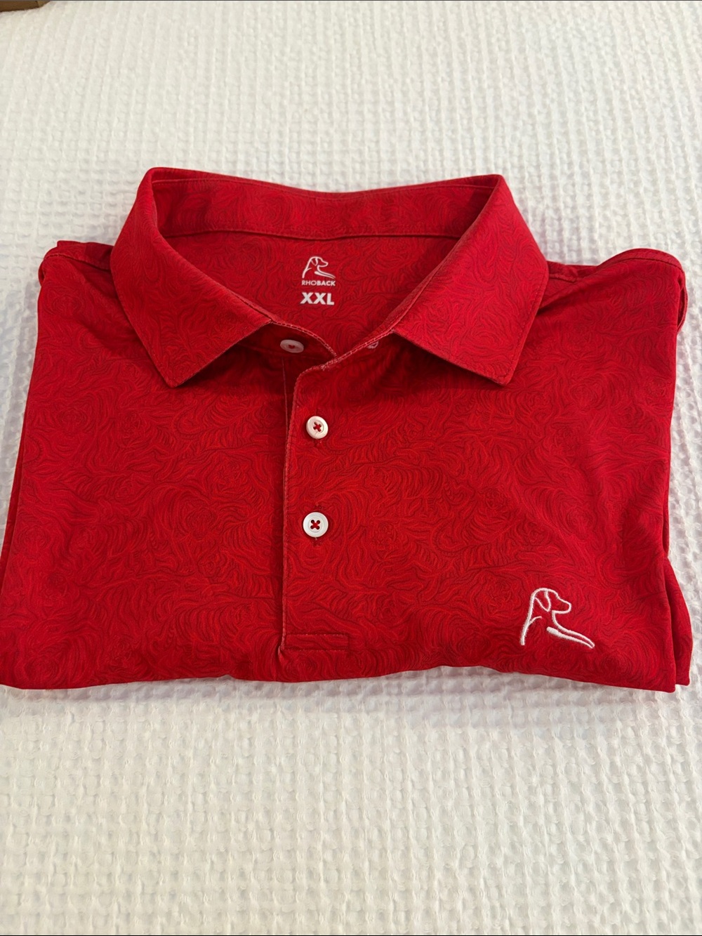Rhoback Red Men's Polo with Subtle Jacquard Texture
